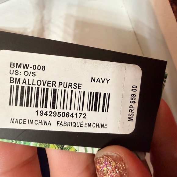Badgley Mischka Navy Blue Zip Wallet - Picture 4 of 4